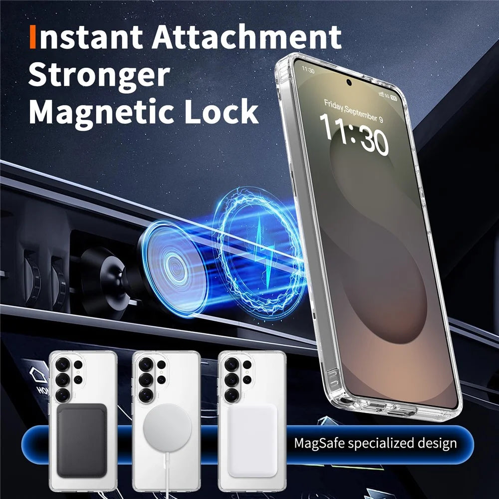 For Samsung Galaxy S26 Ultra Magnetic Case 2.0mm Scratch Resistant TPU + PC Phone Cover - Transparent - 6
