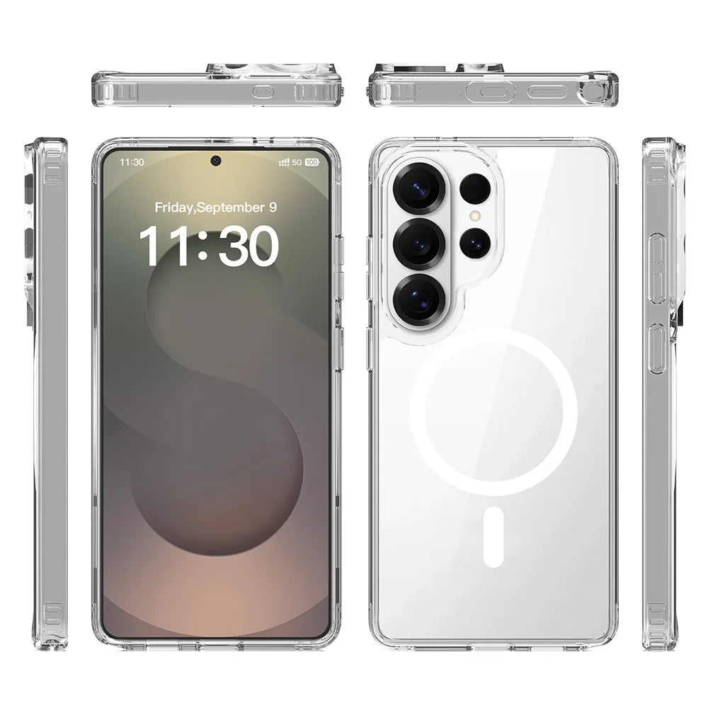 For Samsung Galaxy S25 Ultra Magnetic Case 2.0mm Scratch Resistant TPU + PC Phone Cover - Transparent - 7