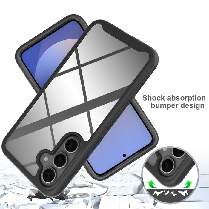 For Samsung Galaxy S26+ Clear Case PC + TPU Phone Back Cover with PET Screen Film - Black - 4