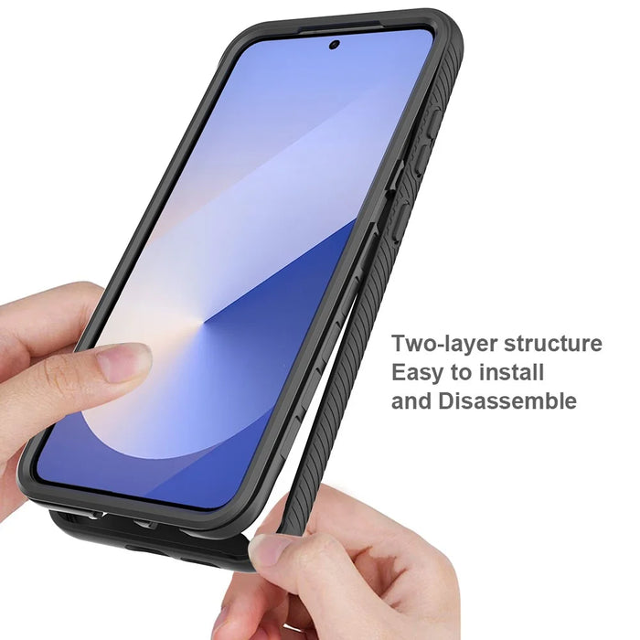 For Samsung Galaxy S26 Case Anti Drop 2 in 1 PC + TPU Phone Cover - Black - 2