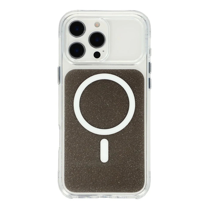 For iPhone 16 Pro Case Compatible with MagSafe Clear Glitter Shockproof TPU Acrylic Phone Cover - Black - 2