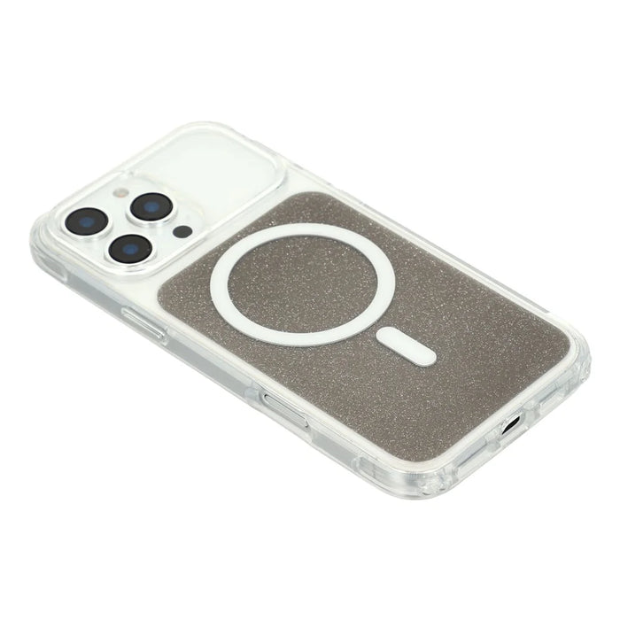 For iPhone 16 Pro Case Compatible with MagSafe Clear Glitter Shockproof TPU Acrylic Phone Cover - Black - 4