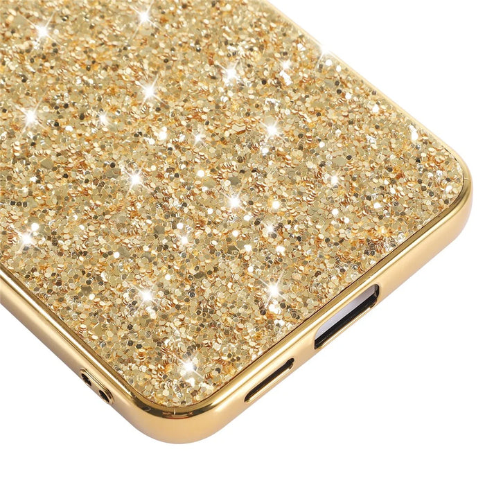 For Samsung Galaxy S26 Case Electroplating TPU + PC Sparkling Glitter Phone Back Cover - Gold - 3