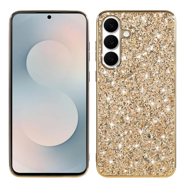 For Samsung Galaxy S26+ Case Electroplating TPU + PC Sparkling Glitter Phone Back Cover - Gold - 1
