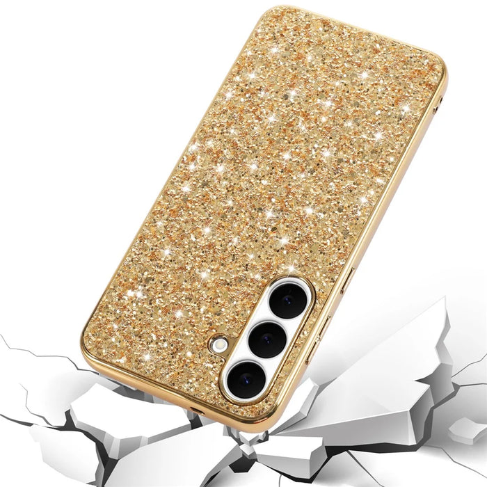 For Samsung Galaxy S26+ Case Electroplating TPU + PC Sparkling Glitter Phone Back Cover - Gold - 2