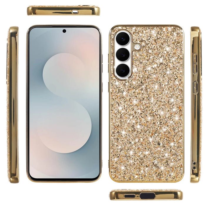 For Samsung Galaxy S26+ Case Electroplating TPU + PC Sparkling Glitter Phone Back Cover - Gold - 5