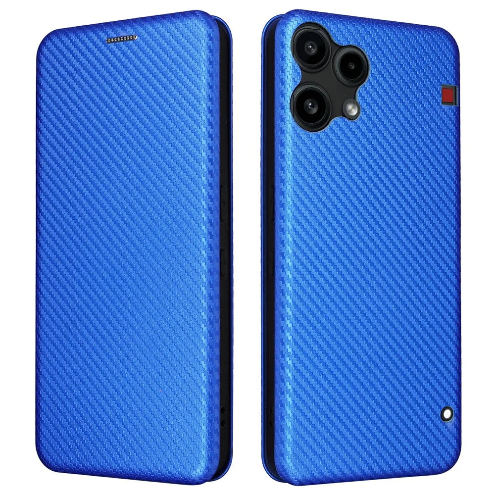 For Nothing Phone (3a) Lite 5G Case Carbon Fiber Texture Drop-Proof PU Leather Phone Cover - Blue - 1