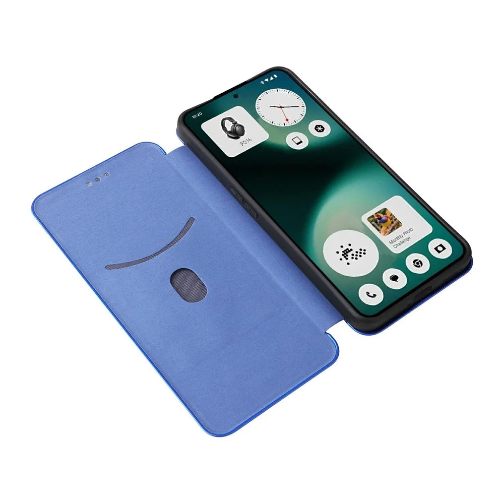 For Nothing Phone (3a) Lite 5G Case Carbon Fiber Texture Drop-Proof PU Leather Phone Cover - Blue - 2