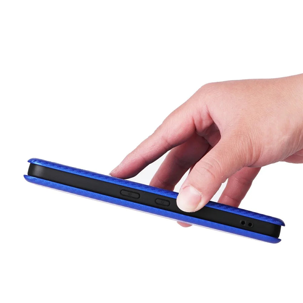 For Nothing Phone (3a) Lite 5G Case Carbon Fiber Texture Drop-Proof PU Leather Phone Cover - Blue - 7