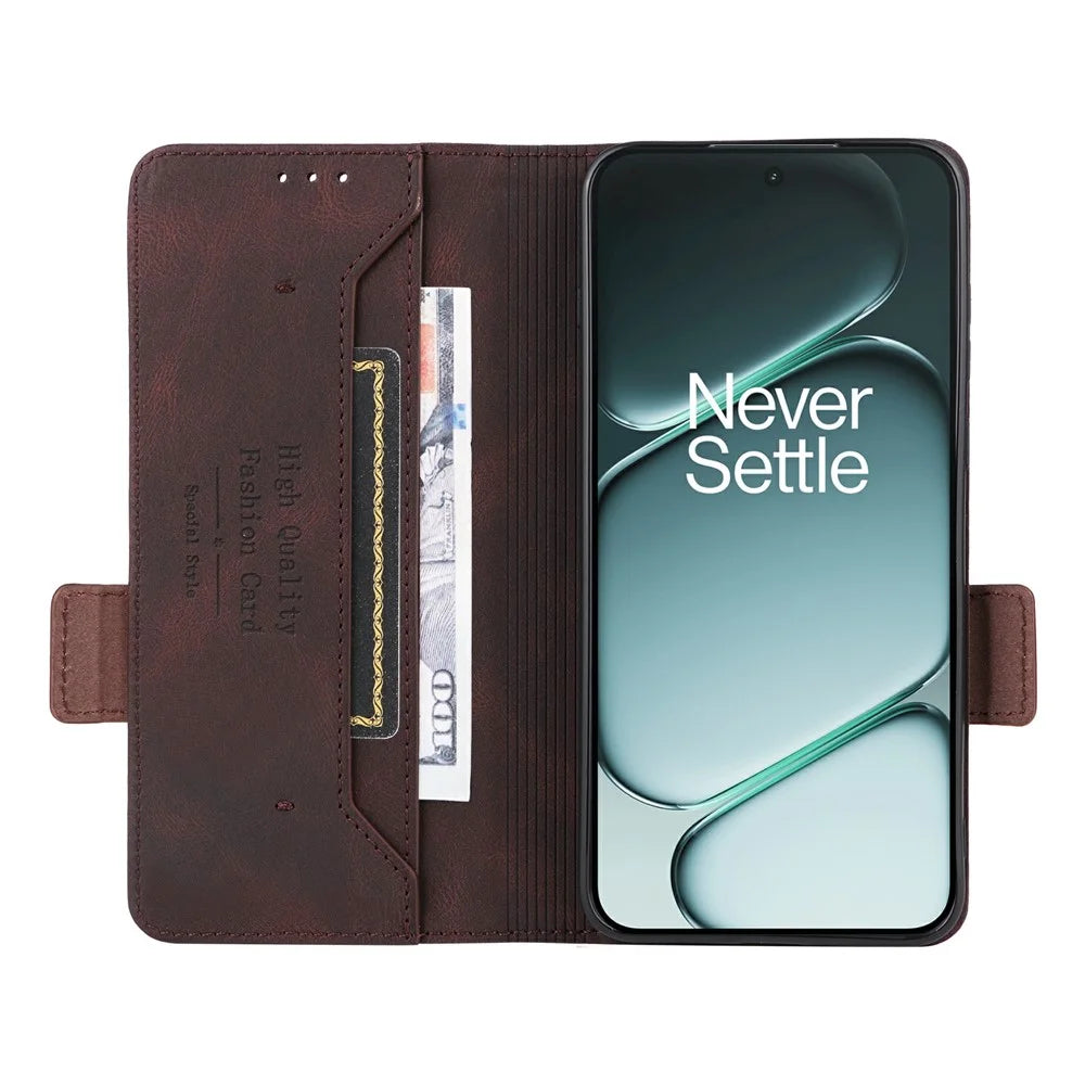Phone Case For OnePlus 15R 5G  /  Ace 6 5G  /  Ace 6T 5G Leather Wallet Flip Phone Cover with Hardware Decor - Coffee - 2