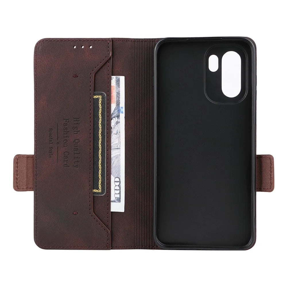 Phone Case For OnePlus 15R 5G  /  Ace 6 5G  /  Ace 6T 5G Leather Wallet Flip Phone Cover with Hardware Decor - Coffee - 5