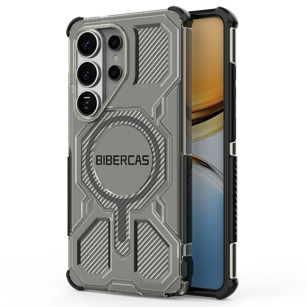 BIBERCAS J-16 Transparent Series For Samsung Galaxy S26 Ultra Magnetic Case TPU + PC Phone Cover - Black - 1