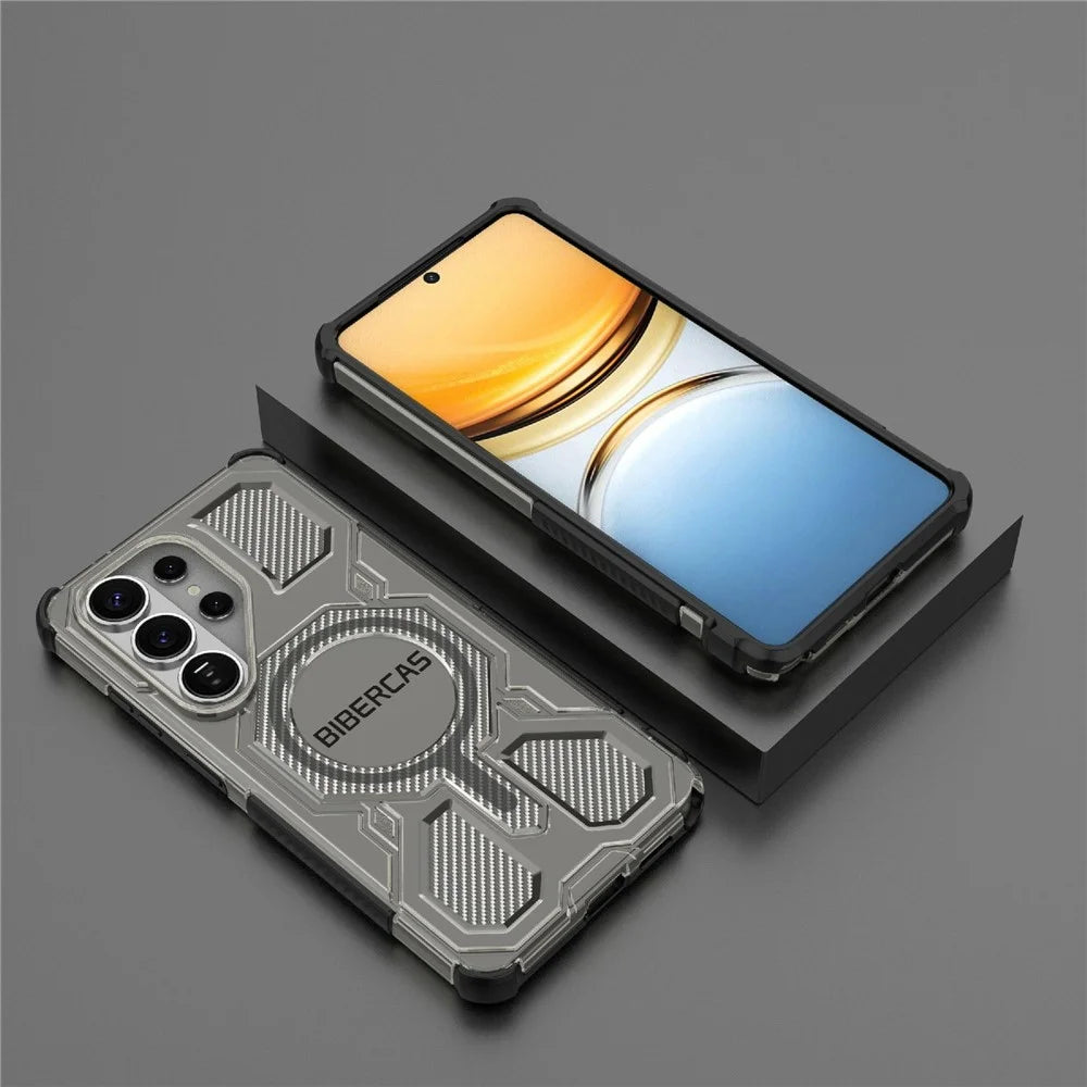BIBERCAS J-16 Transparent Series For Samsung Galaxy S26 Ultra Magnetic Case TPU + PC Phone Cover - Black - 5