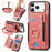 For iPhone 17 Pro Max Retro PU Leather Case Phone Cover with RFID Blocking Card Holder  /  Ring Holder - Pink - 1
