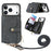 For iPhone 17 Pro Max PU Leather Phone Back Cover with Zipper Card Holder and Long Strap - Black - 1