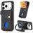For iPhone 17 Pro Max Case with Card Holder Kickstand Leather Phone Back Cover - Black - 1