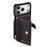 For iPhone 17 Pro Max Case with Zipper Card Holder Kickstand Litchi Grain Leather Back Cover - Black - 4