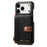 For iPhone 17 Pro Max Case with Zipper Card Holder Kickstand Litchi Grain Leather Back Cover - Black - 5