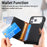 For iPhone 17 Pro Max Case with Zipper Card Holder Kickstand Litchi Grain Leather Back Cover - Black - 7