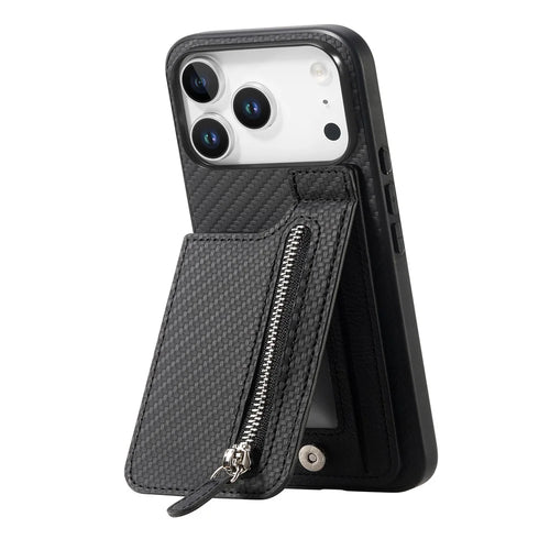 For iPhone 17 Pro Max Case Carbon Fiber Leather Coated TPU + PC Phone Cover - Black - 1