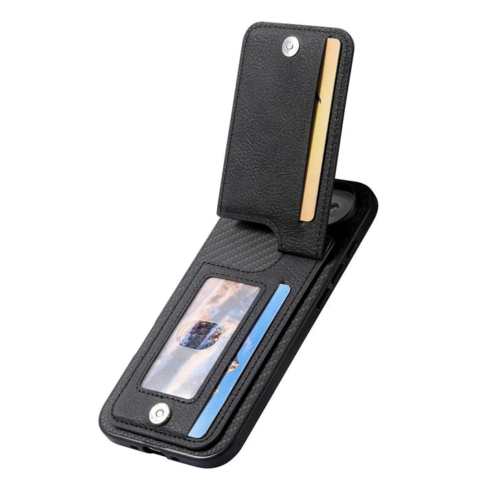 For iPhone 17 Pro Max Case Carbon Fiber Leather Coated TPU + PC Phone Cover - Black - 4