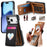For iPhone 17 Pro Max Case with Mirror Card Holder RFID Blocking Litchi Texture PU PC Phone Back Cover - Black - 1