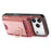 For iPhone 17 Pro Max Magnetic Case Leather Back Cover with Detachable Card Holder Kickstand - Pink - 4