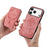 For iPhone 17 Pro Max Magnetic Case Leather Back Cover with Detachable Card Holder Kickstand - Pink - 5