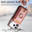 For iPhone 17 Pro Max Magnetic Case Leather Back Cover with Detachable Card Holder Kickstand - Pink - 7