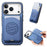 For iPhone 17 Pro Case Twill Texture Leather PC TPU Phone Cover with Detachable Magnetic Card Holder - Blue - 1