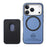 For iPhone 17 Pro Case Twill Texture Leather PC TPU Phone Cover with Detachable Magnetic Card Holder - Blue - 2