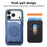 For iPhone 17 Pro Case Twill Texture Leather PC TPU Phone Cover with Detachable Magnetic Card Holder - Blue - 4
