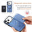 For iPhone 17 Pro Case Twill Texture Leather PC TPU Phone Cover with Detachable Magnetic Card Holder - Blue - 5