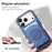 For iPhone 17 Pro Case Twill Texture Leather PC TPU Phone Cover with Detachable Magnetic Card Holder - Blue - 6
