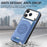 For iPhone 17 Pro Case Twill Texture Leather PC TPU Phone Cover with Detachable Magnetic Card Holder - Blue - 7