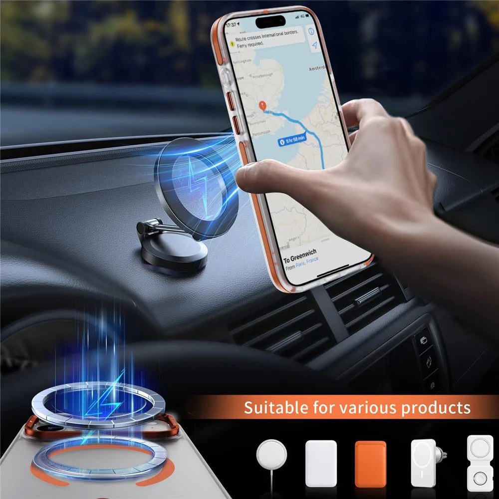 For iPhone 17 Pro Case Compatible with MagSafe Metal Lens Frame Kickstand Skin Touch Acrylic TPU Phone Cover - Orange - 2