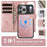 AUTSPACE A05 For iPhone 17 Pro Case Wallet Stand Detachable Leather Magnetic Phone Cover - Pink - 2