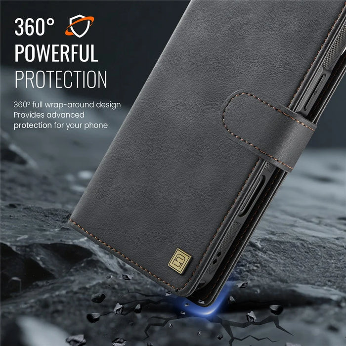 AUTSPACE A05 For iPhone 16 Pro Case Wallet Stand Detachable Leather Magnetic Phone Cover - Black - 5