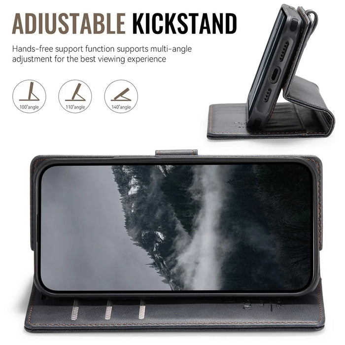 AUTSPACE A05 For iPhone 14 Pro Case Wallet Stand Detachable Leather Magnetic Phone Cover - Black - 6