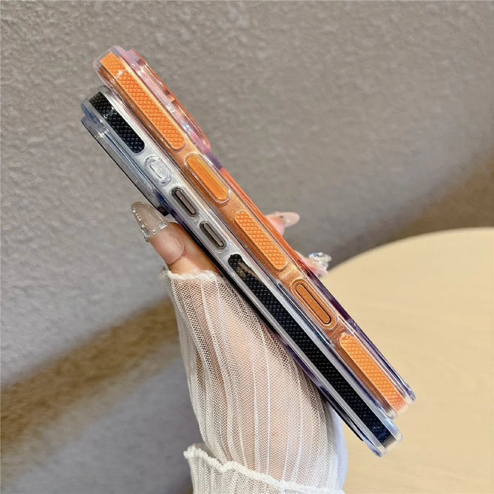 For iPhone 17 Pro Case Compatible with MagSafe Clear Acrylic TPU Shockproof Phone Cover with Kickstand - Orange - 6