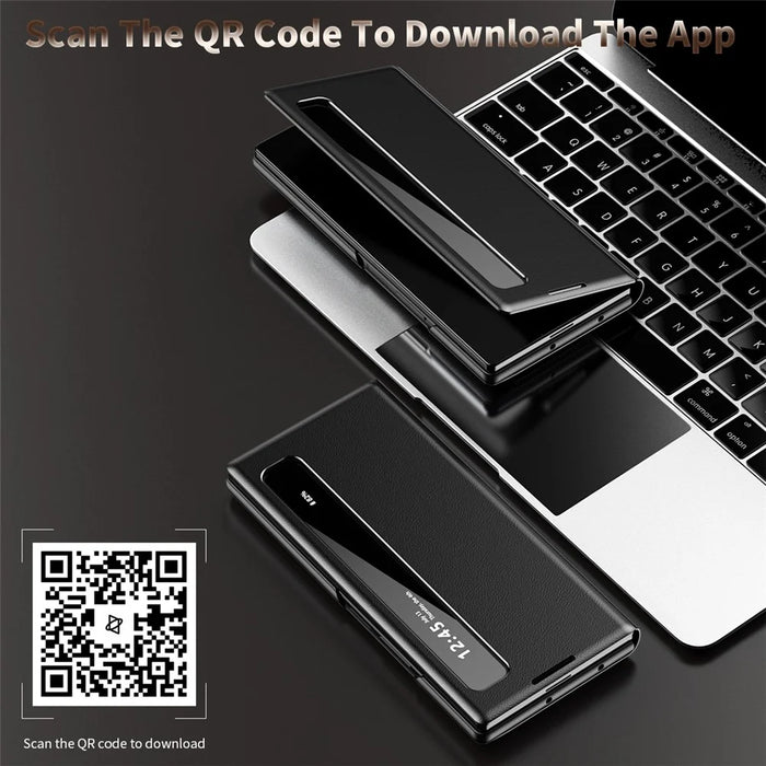 For Samsung Galaxy Z Fold7 5G Case Smart View Window Leather Phone Cover - Black - 6