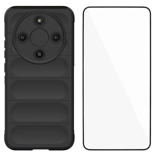 WANLONFENG For Honor Magic8 Lite 5G / Honor X70 5G / Honor X9d 5G TPU Case  HD Series Anti Slip Phone Cover with Tempered Glass - Black - 1
