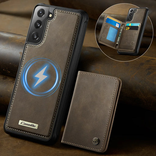 CASEME For Samsung Galaxy S21+ 5G Magnetic Case  ME80 Series Leather PC TPU Phone Cover with Detachable Wallet - Coffee - 2