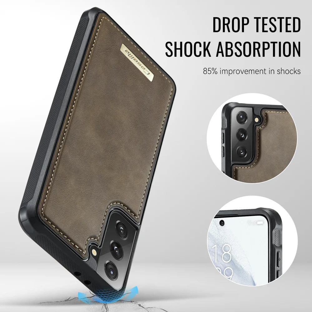 CASEME For Samsung Galaxy S21+ 5G Magnetic Case  ME80 Series Leather PC TPU Phone Cover with Detachable Wallet - Coffee - 7