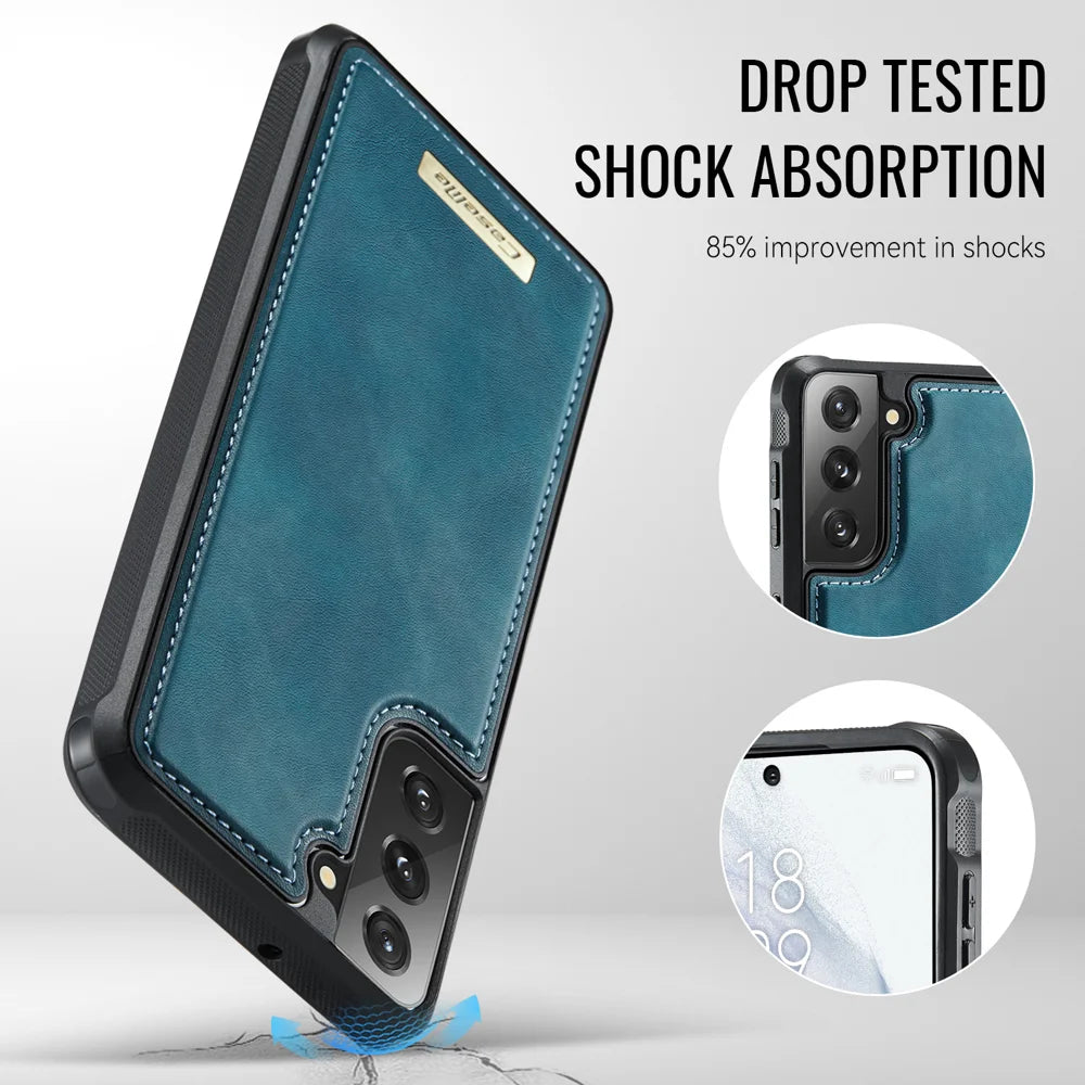 CASEME For Samsung Galaxy S22 5G Magnetic Case  ME80 Series Leather PC TPU Phone Cover with Detachable Wallet - Green - 7