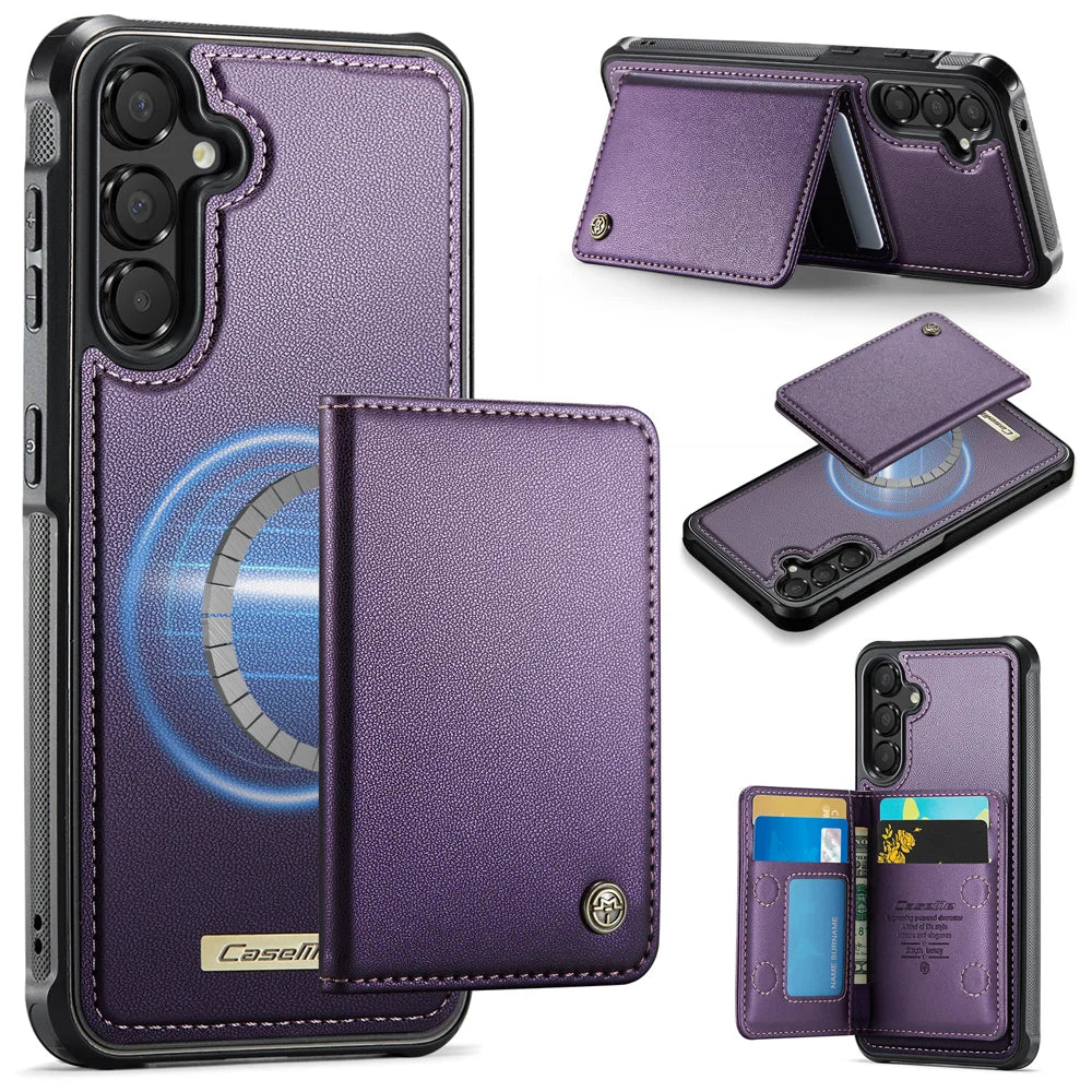CASEME For Samsung Galaxy A35 5G / Galaxy A55 5G Magnetic Case  ME80 Series Leather PC TPU Phone Cover with Detachable Wallet - Purple - 1