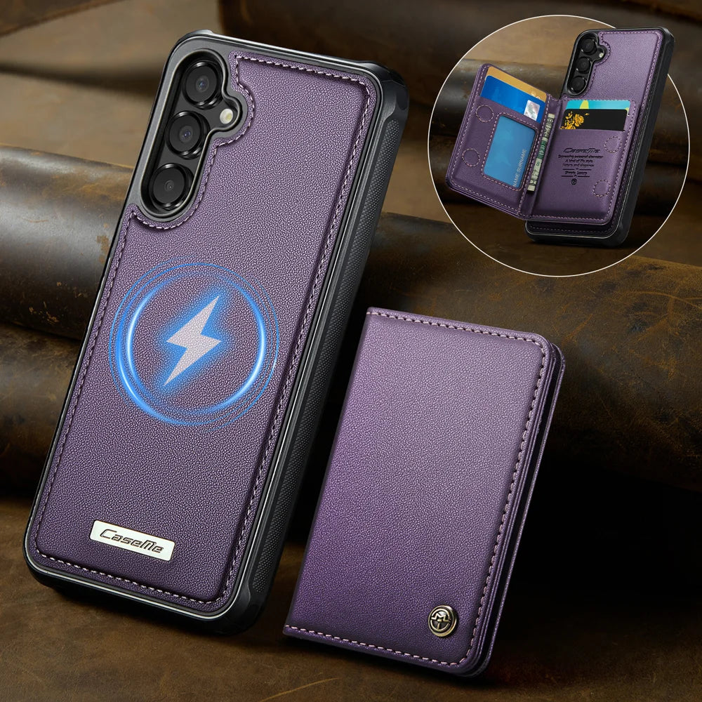 CASEME For Samsung Galaxy A35 5G / Galaxy A55 5G Magnetic Case  ME80 Series Leather PC TPU Phone Cover with Detachable Wallet - Purple - 2