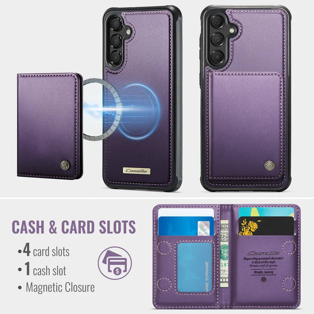 CASEME For Samsung Galaxy A35 5G / Galaxy A55 5G Magnetic Case  ME80 Series Leather PC TPU Phone Cover with Detachable Wallet - Purple - 3