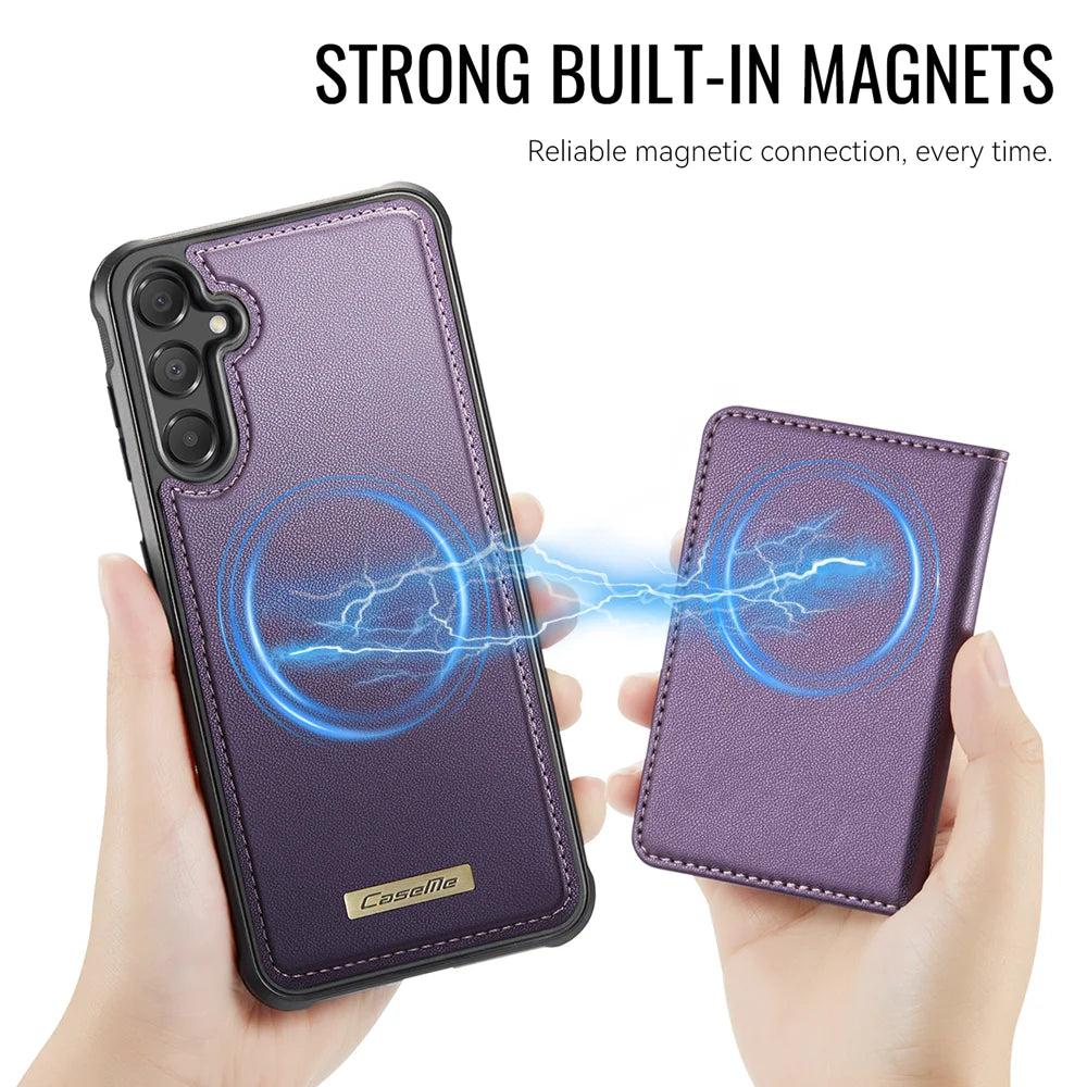 CASEME For Samsung Galaxy A35 5G / Galaxy A55 5G Magnetic Case  ME80 Series Leather PC TPU Phone Cover with Detachable Wallet - Purple - 6