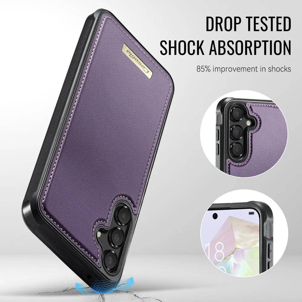 CASEME For Samsung Galaxy A35 5G / Galaxy A55 5G Magnetic Case  ME80 Series Leather PC TPU Phone Cover with Detachable Wallet - Purple - 7